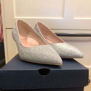 Ally silver sparkle kitten heel pumps
